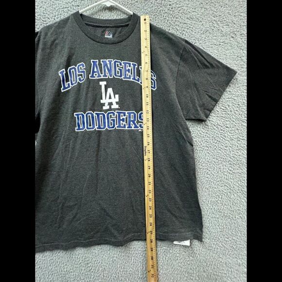 Los Angeles Dodgers T Shirt Mens Large Gray Short Sleeve Crew Neck Majestic - Picture 5 of 8